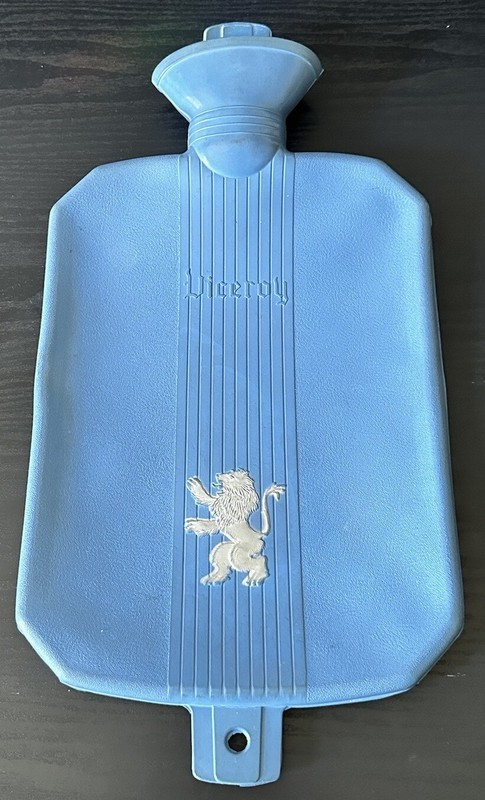 VTG Rubber Hot Water Bottle Heating Pad Blue Plastic Stopper Hook Viceroy Brand gallery