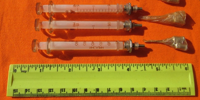 Original-USSR Set Medical Glass Reusable Insuline Syringes 3pcs.& 6pcs.needles#1
