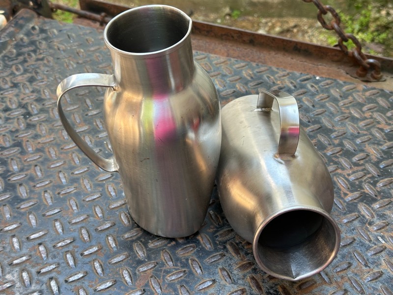 Vintage Vollrath & Polar Ware Stainless Steel Male Urinals, Set of 2