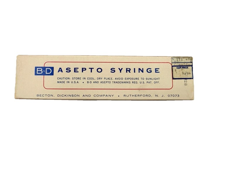 Vintage B-D Asepto Glass Syringe 1oz No 2061 w/ Box Medical Collectible gallery