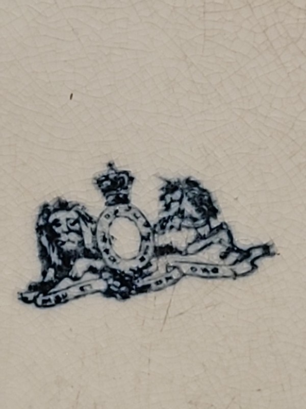 Antique IRONSTONE Bedpan with Urinal Spout - Hallmark British Royal Coat of Arms gallery