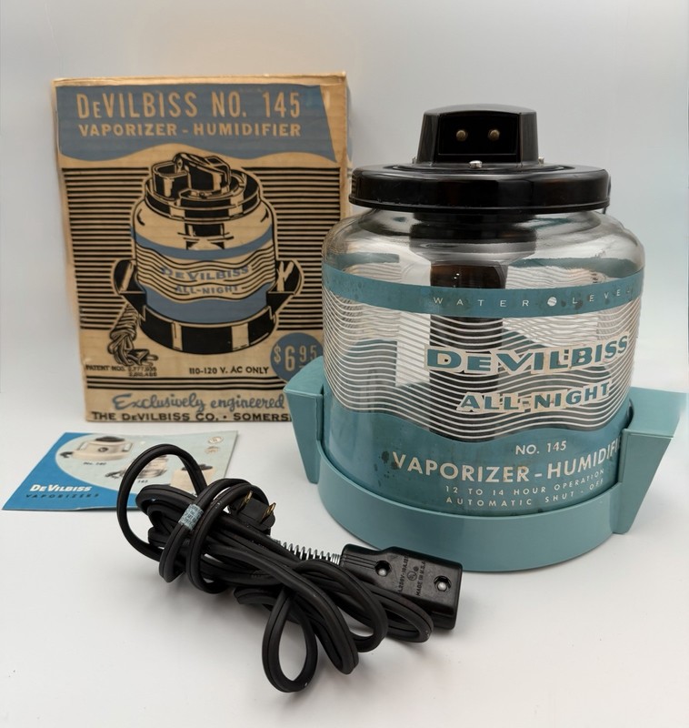 Vintage 1950s DeVilbiss No. 145 “All-Night” Vaporizer Humidifier – Boxed – MCM