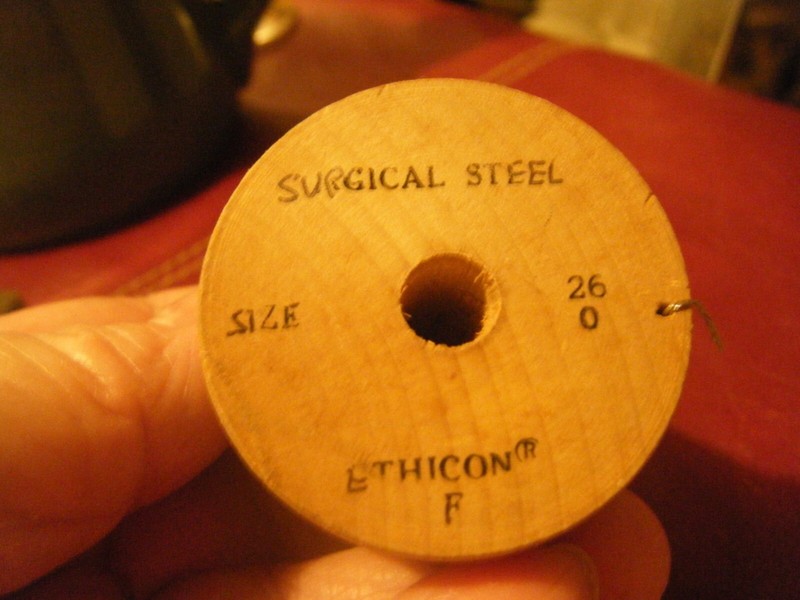 Vtg 2 wood spool 26 Gauge Stainless Steel Surgical Wire- 3oz. Spool (4-26) DWWC
