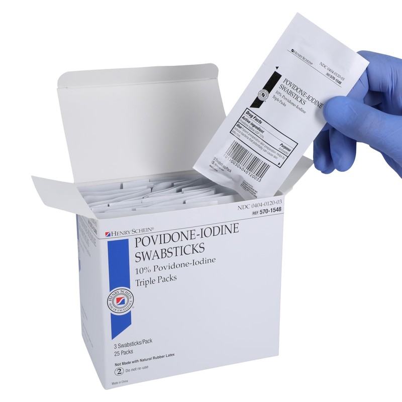 Henry Schein Prep Povidone-Iodine Swabsticks 3's, 50 Count (Pack of 2), White gallery