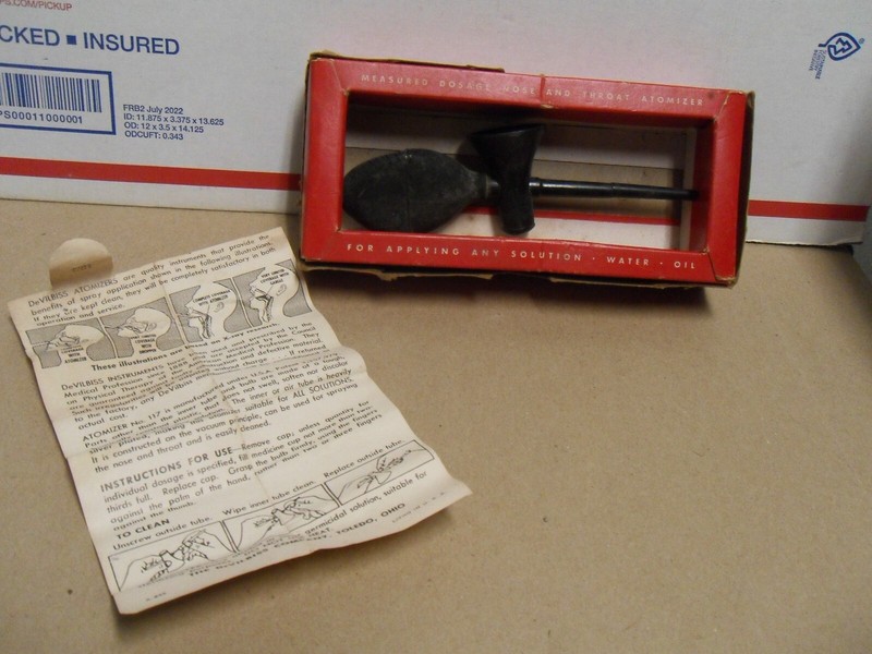 Vtg 1980s DeVilbiss Nose & Throat Adjustable Tip Atomizer No.117 & Box FOR PARTS