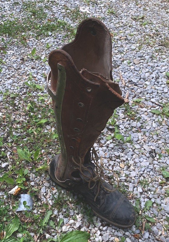 Antique Surgical Medical Leather Prosthetic Leg Bizarre Oddity Halloween prop gallery