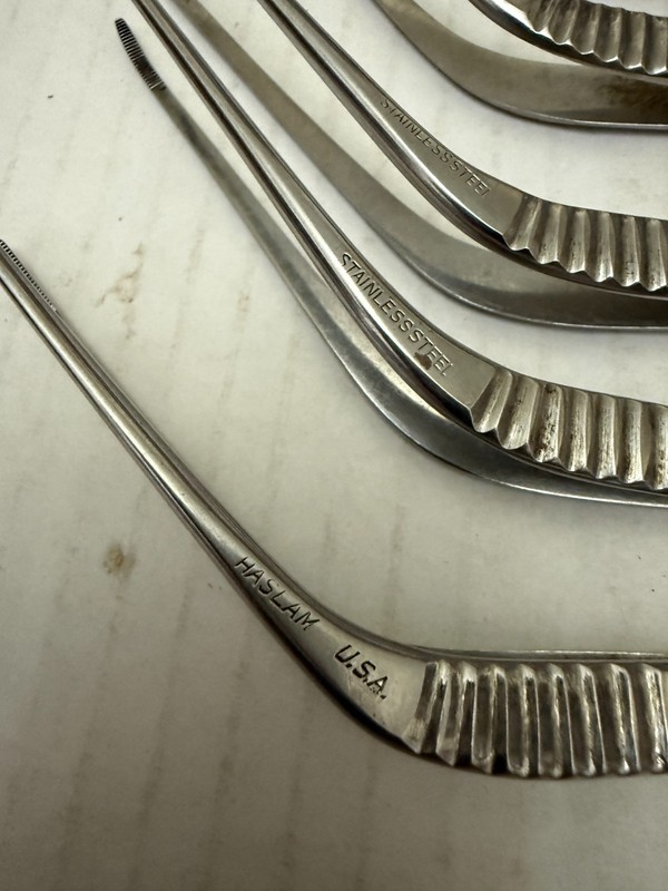 5 Vintage Haslam Bayonet Angled Nasal Dressing Forceps ENT Doctor gallery