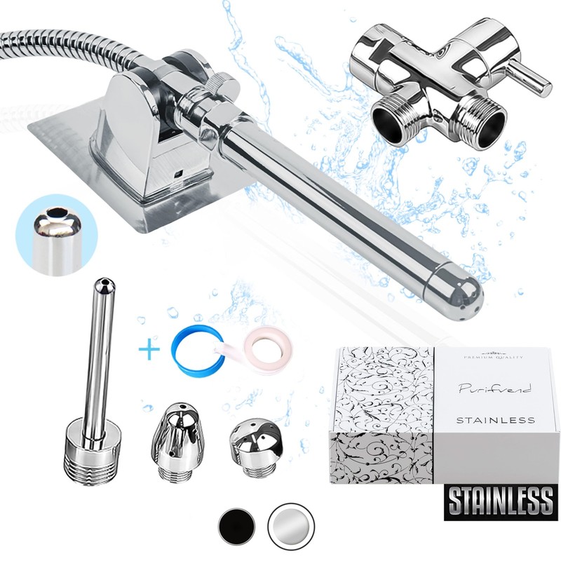 Enema kit for Colon Cleansing-Stainless Steel Shower Chrome
