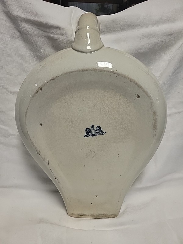 Antique IRONSTONE Bedpan with Urinal Spout - Hallmark British Royal Coat of Arms gallery
