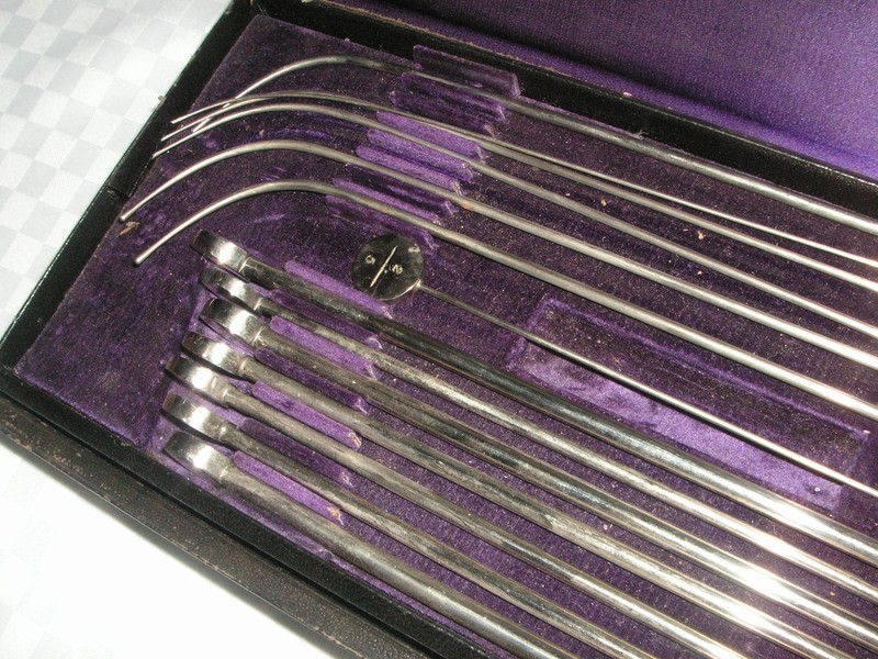 OLD, 1800'S SURGICAL, GYNECOLOGICAL SET, URETHRA PROBE RODS, MAW, LONDON gallery