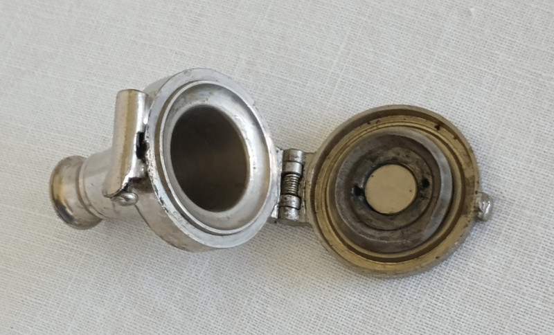 POCKET SPITTOON FLASK LID ONLY ~ Metal, Dr. Dettweiler's, 1900's gallery