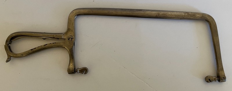 Antique French D. Simal Medical Surgeon’s Bone Amputation Saw w Locking Handle