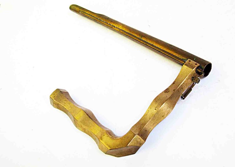 "PILLING-PHILA USA" marked 9 1/2" Long Brass LARYNGOSCOPE w/ Light Carrier/Bulb gallery