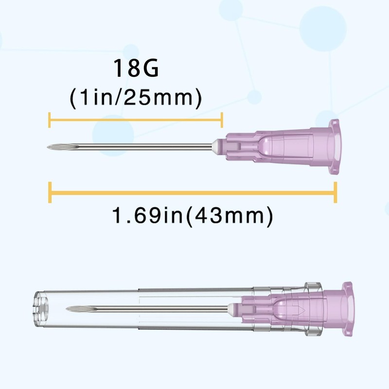 18 Gauge 1 Inch Needle (100 Pack), Sterile Disposable Injection 18Ga-1 inch gallery