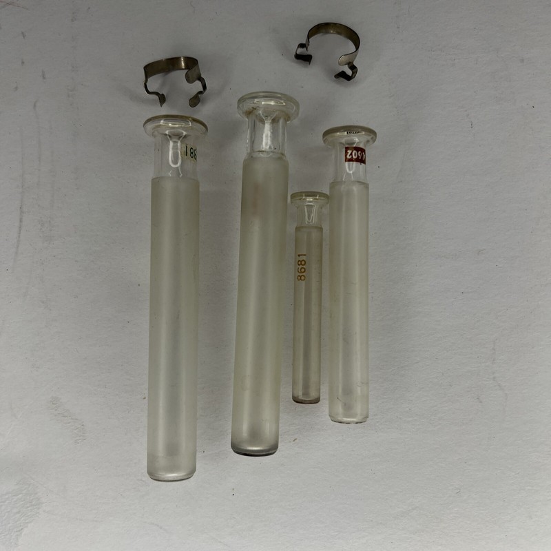 17 Vintage BBL Frosted Glass Plungers (Various Sizes) With Shikle Bros. Box gallery