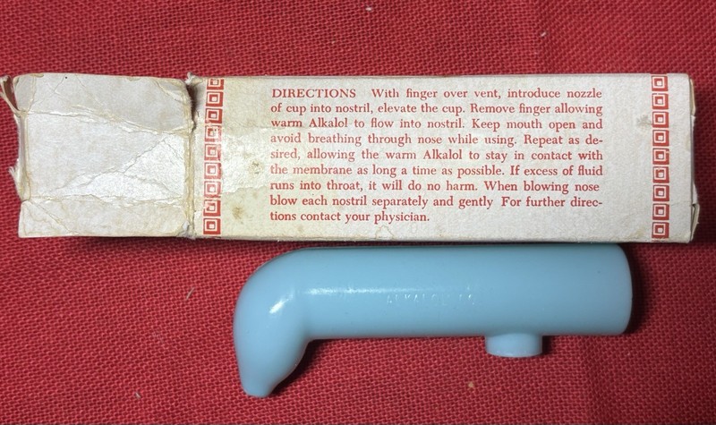 Vintage Alkalol Nasal Douche Cup with Box Blue Plastic Nose Hygiene Taunton MA gallery