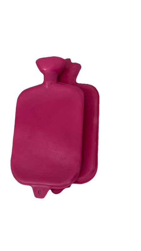 Dark Pink Rubber Hot Water Bottle, Good Shape Set Of 2