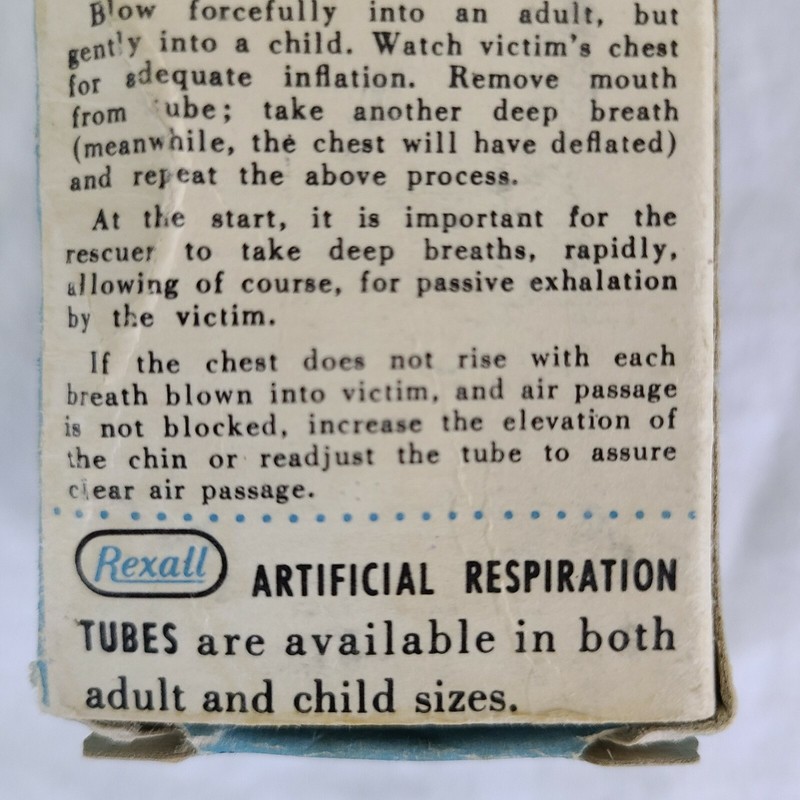 Vintage Rexall Artificial Respiration Tube Child CPR Mouth to Mouth For DISPLAY. gallery