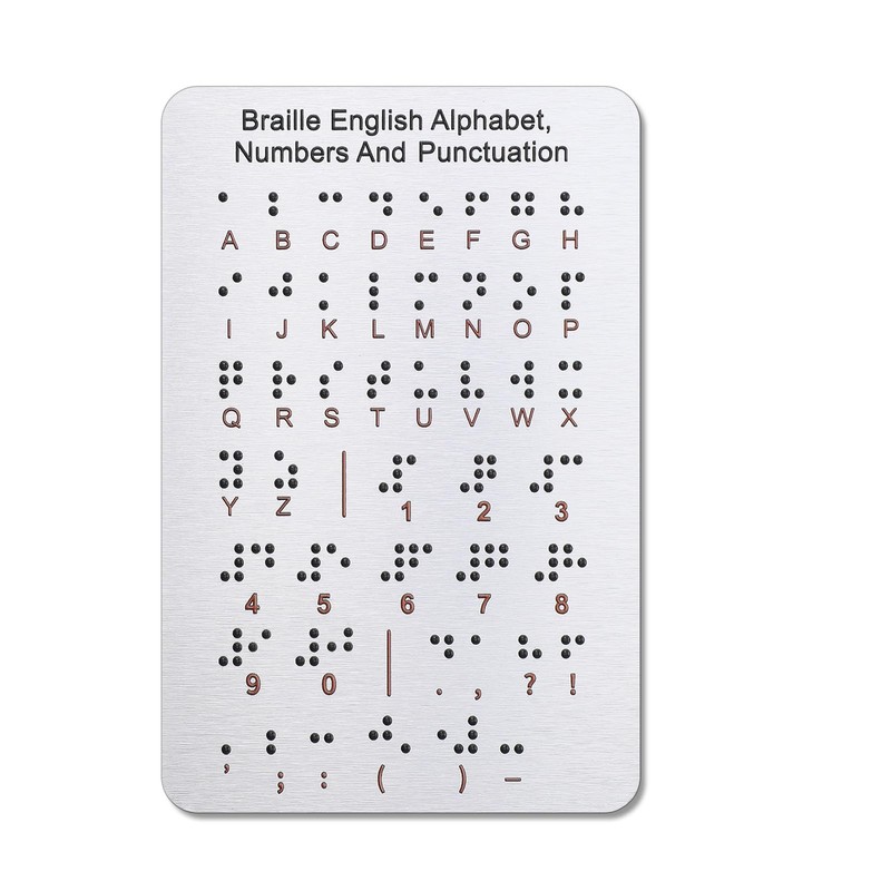 Braille Alphabet Board, Aluminum Letter Fingerboard Portable Carved Sliver