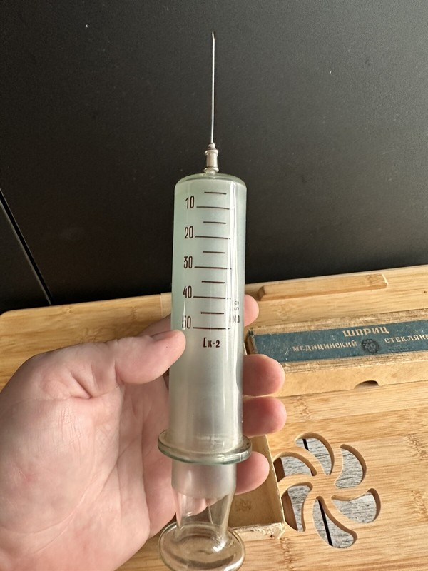 Syringe MEDICAL GLASS Klin glass factory 50 ml USSR gallery