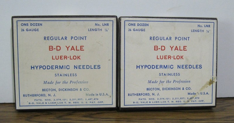 Yale B-D Luer-Lok Needles 26G 1/4″ Regular Point Stainless Two Doz 24 Vintage