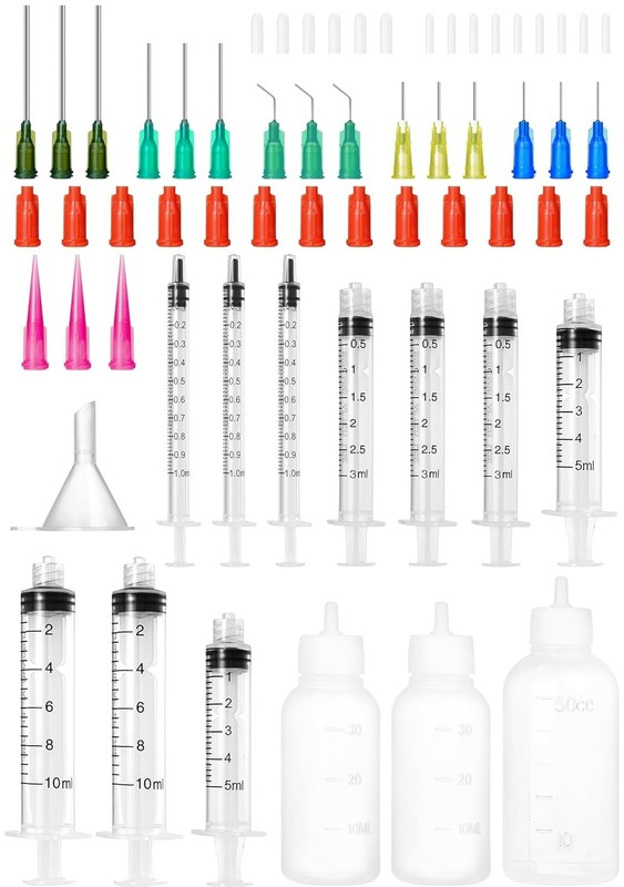 Glue Syringe Needle Tip Squeeze Bottles Set 1ml-3ml-5ml-10ml-30ml-50ml