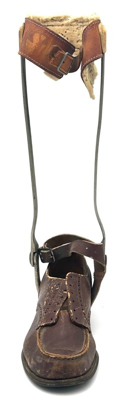 Antique Medical Leg Brace Caliper Leather Steel Orthopedic Device Childs SZ 6 gallery