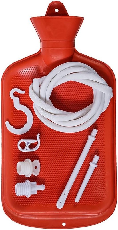 Enema Bag Anal Douche for Men Women BPA Free (2 Quart) Hot Water Bottle – Red