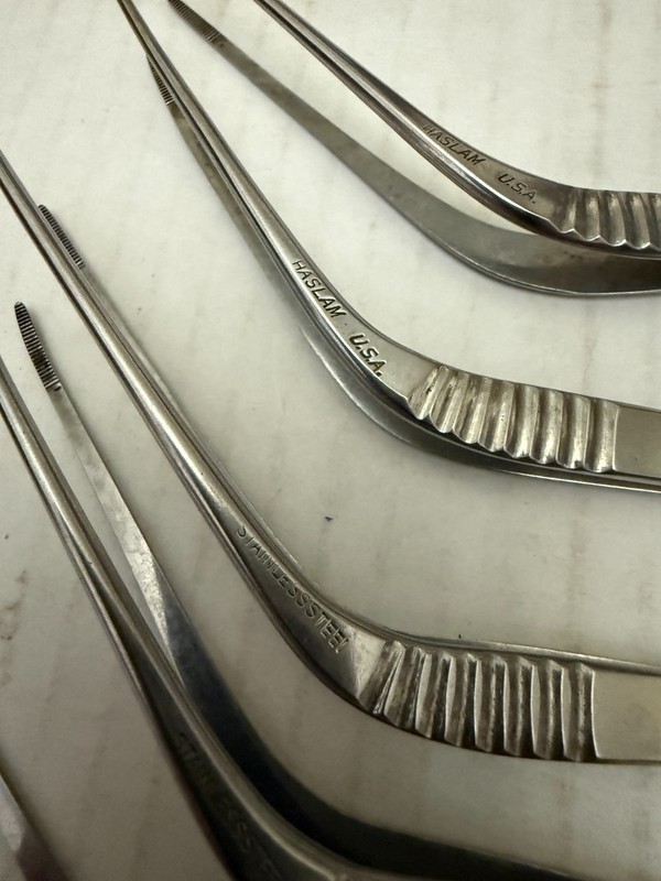 5 Vintage Haslam Bayonet Angled Nasal Dressing Forceps ENT Doctor gallery