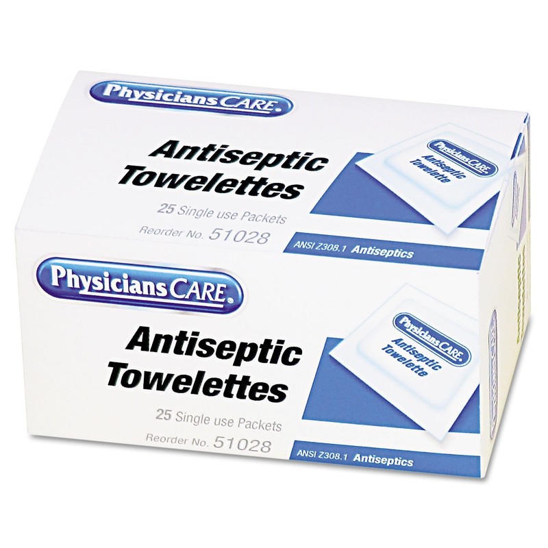 PhysiciansCare First Aid Antiseptic Towelettes, 25 Count (Pack of 1), 51028
