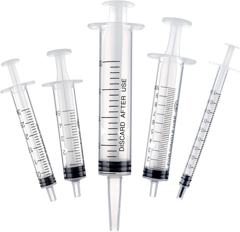 5 PCS Plastic Syringe, 1ml 3ml 5ml 10ml 20ml Feeding Syringes for Liquid, No...