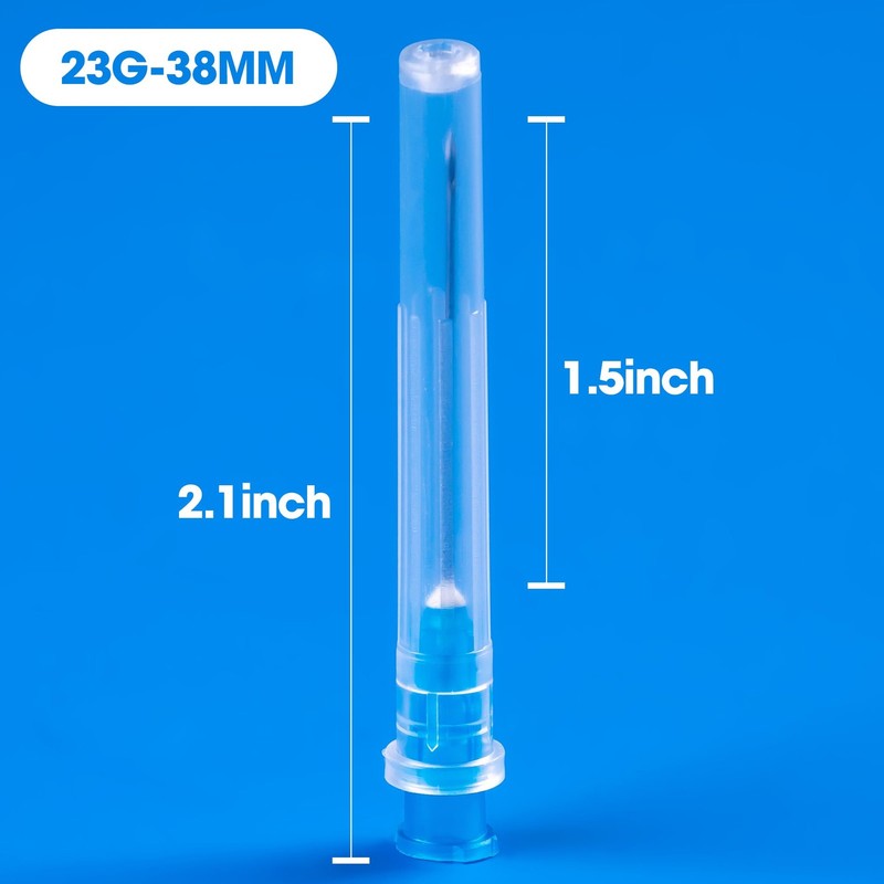 Meterbox 100 Pack 23 Ga 1.5 inch Disposable Needles with Caps 23G gallery