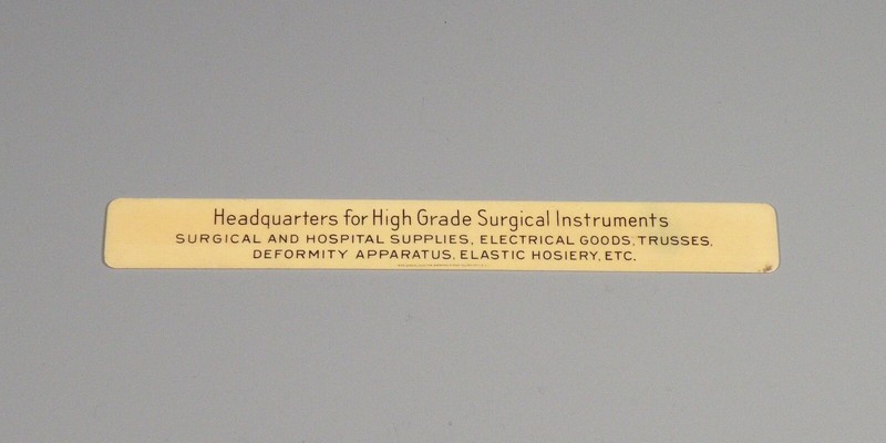 Celluloid ruler – Physician Supply Co. of Philadelphia - surgical instruments gallery