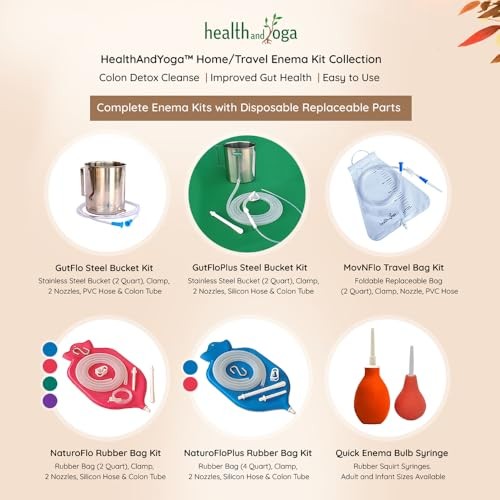 HealthAndYoga™ GutFlo Enema Kit (Stainless Steel Bucket- 2 Quarts, Silver gallery