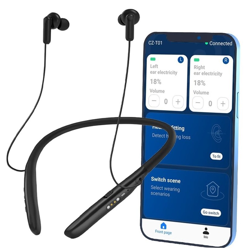 Jusha CZ-T01 Neckband Hearing Amplifier & Aids with free APP and Black