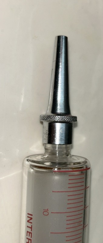 VINTAGE 50cc C. R. BARD REUSEABLE GLASS SYRINGE METAL LUER LOCKTIP MADE IN ITALY gallery