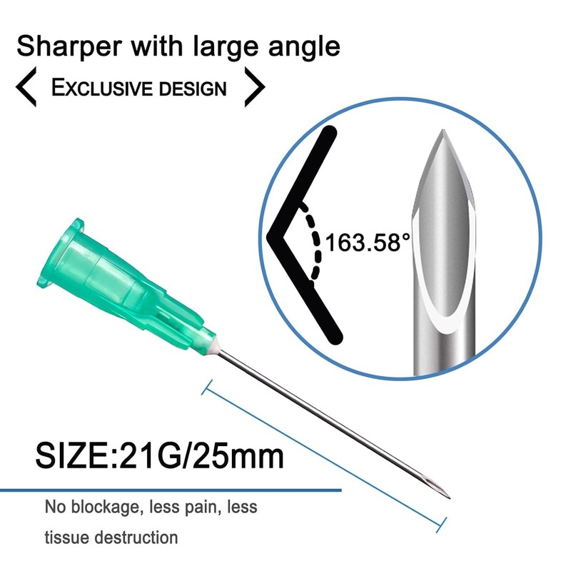 Versatile 21 Ga 1 Inch Stainless Steel Needles - 100pcs for Various Applications gallery