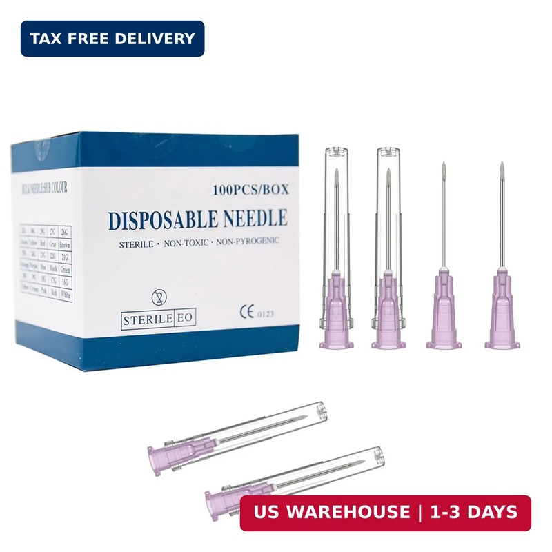 18 Gauge 1 Inch Needle (100 Pack), Sterile Disposable Injection Luer Lock Indust