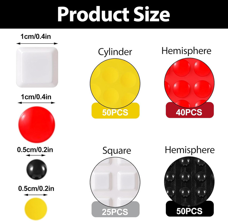 Bump Dots for Visually Impaired, 165Pcs Braille Stickers(Red,Black,White,Yellow) gallery