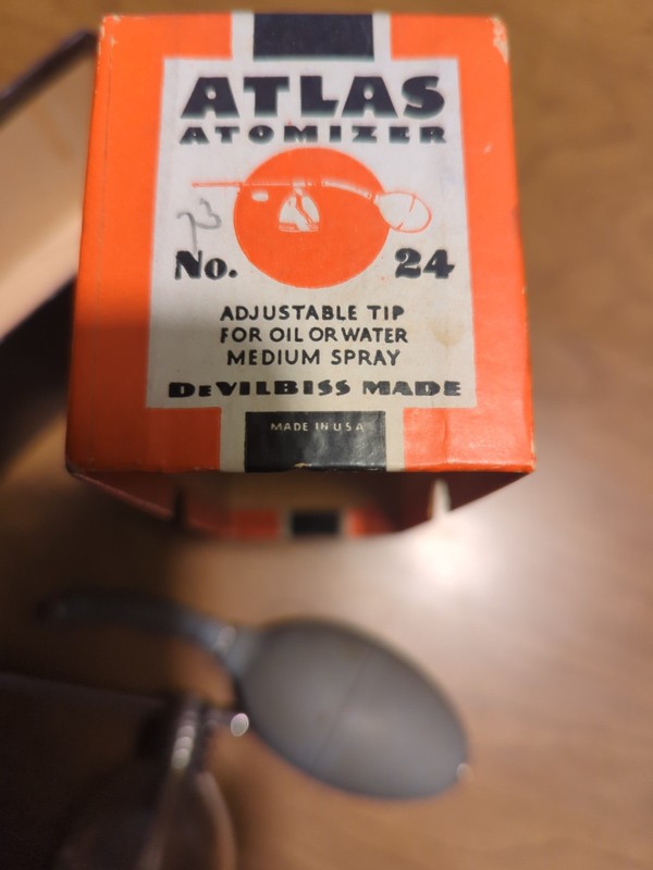 Vintage DeVilbiss Made ATLAS ATOMIZER NO. 24 Glass Spray Bottle In Box gallery