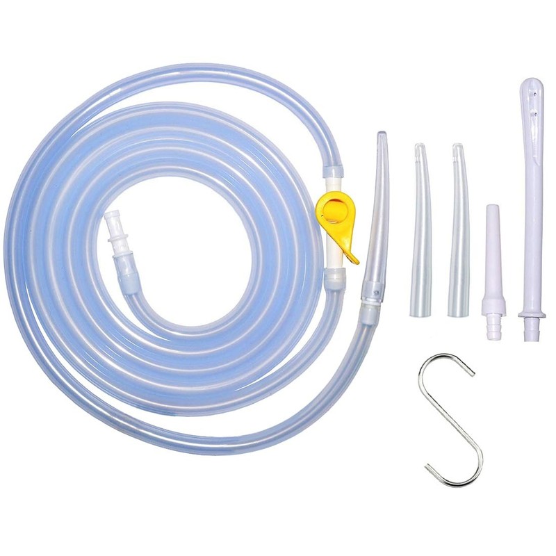 Enema Kit Replacement Part Silicone Hose Colon 8 Piece Set, Clear