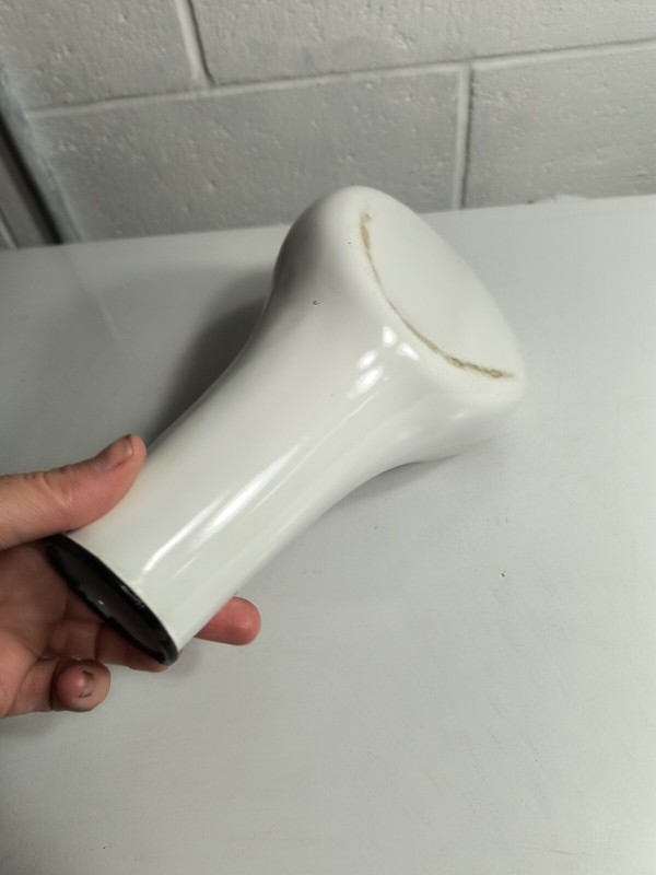 Vintage Enamelware Bedpan White Urinal Bed Pan Black Trim Patina Primitive gallery