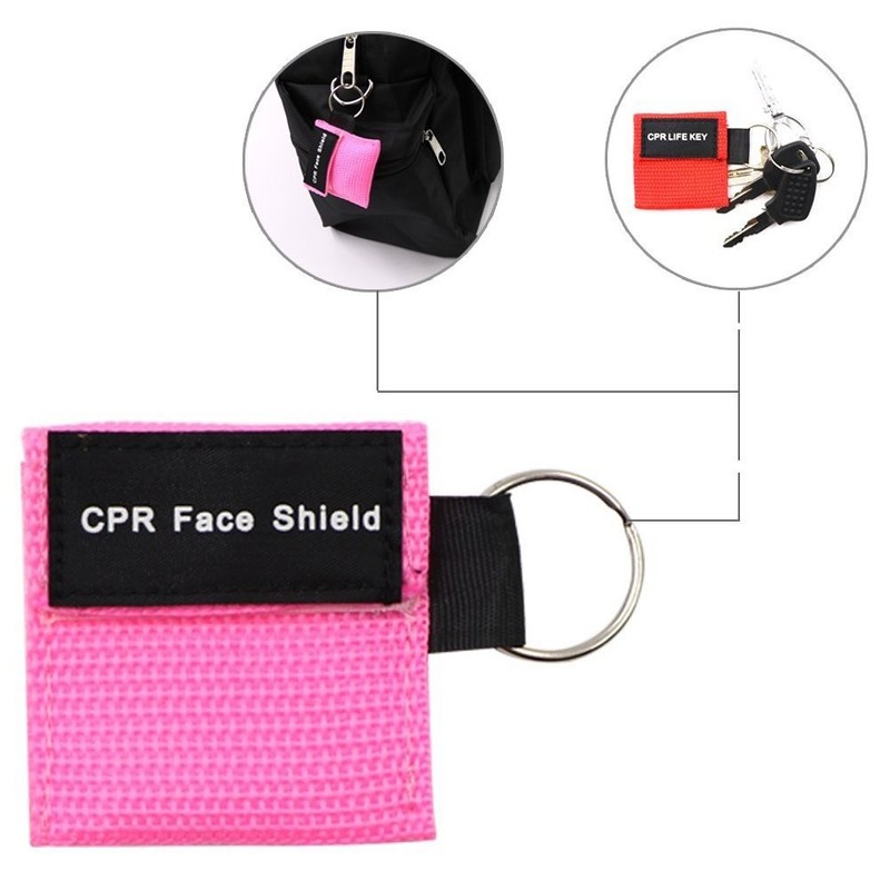 100pcs CPR Face Shield Mask Keyring Emergency 25 Count (Pack of 1), Black-100 gallery