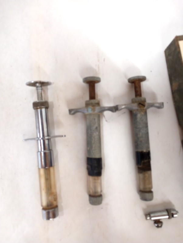 Collection of Vintage Glass/Stainless Hypodermic Syringes - As is gallery
