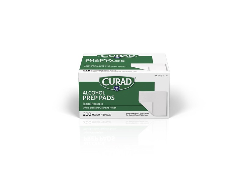Curad Alcohol Disinfectant Prep Pads, 2-ply, 200 Count (Pack of 1), White