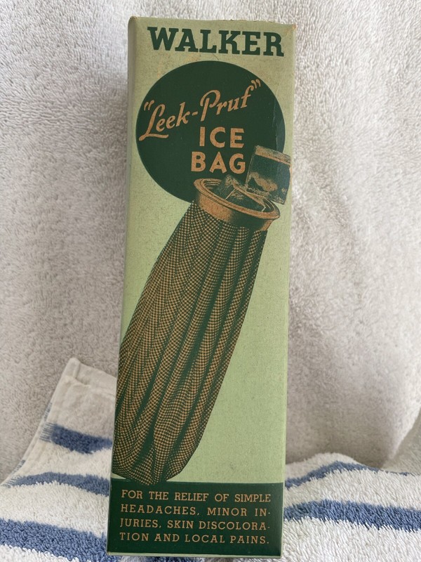 Vintage Collectible Walker Leek-Pruf Ice Bag in Original Box USA Made 1940s Era