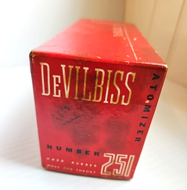 Vintage DeVilbiss No 251 Nose Throat Atomizer Glass Spray Bottle Medical w/ Box gallery