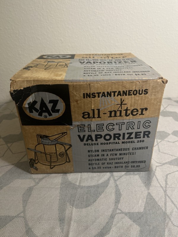 KAZ All-niter Electric Vaporizer/Humidifier w/Box Hospital Model 250 Vintage