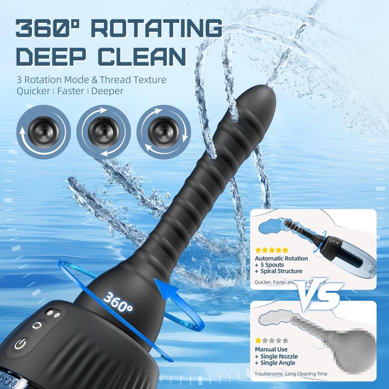 Anal Douche Automatic Rotating Enema - 20oz Douches for Men & Women Black gallery