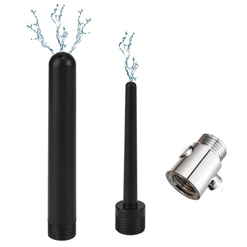 Douche Enema Nozzle With On/Off Water Control Valve Switch, Shower Black